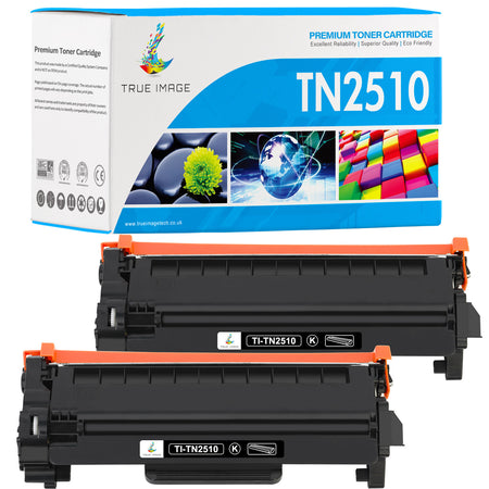 2 Pack Brother TN2510 Toner Cartridges Compatible