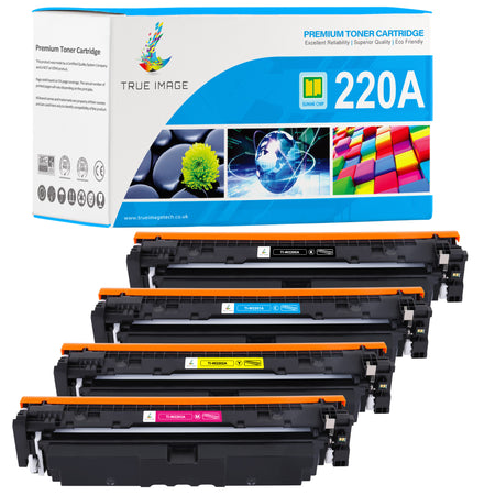 Compatible HP 220A CMYK Multipack Toner Cartridges Smart Chips Monitor Toner Levels